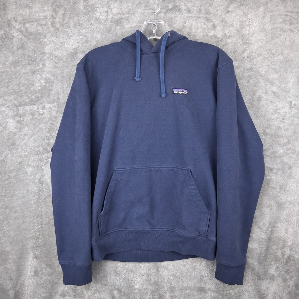 Patagonia Uprisal Hoody Mens Medium Navy Blue P-6 Logo Heavy Pullover Sweatshirt